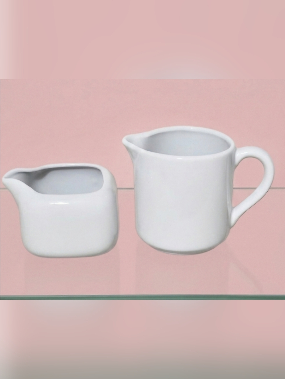 White Ceramic Creamer and Sugar Set